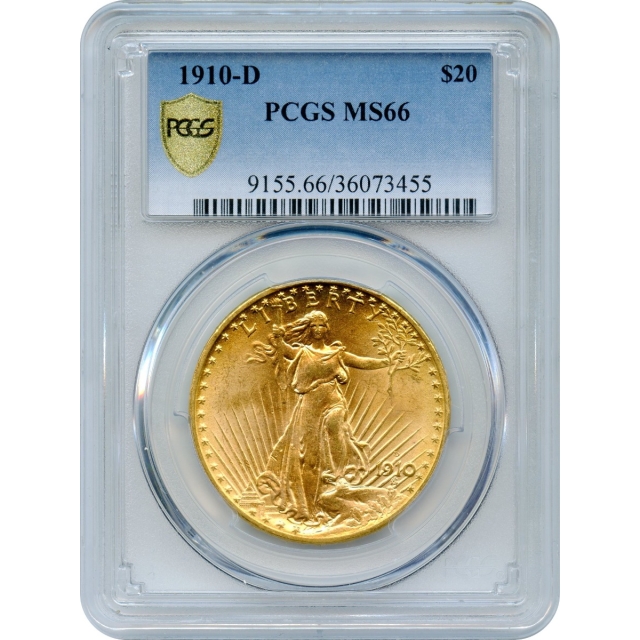 1910-D $20 Saint Gaudens Double Eagle PCGS MS66