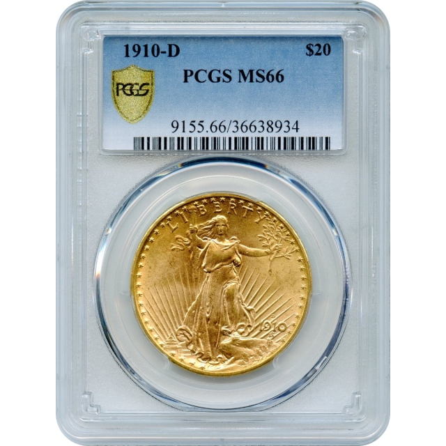 1910-D $20 Saint Gaudens Double Eagle PCGS MS66