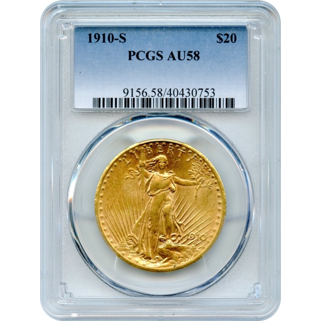 1910-S $20 Saint Gaudens Double Eagle PCGS AU58
