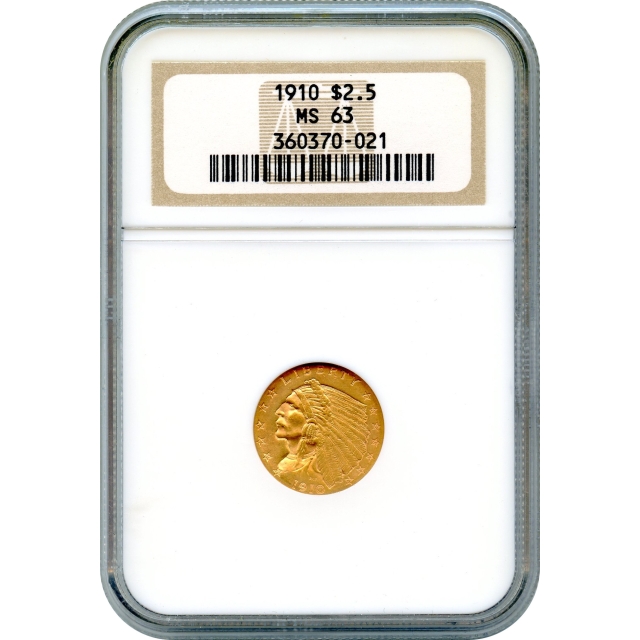 1910 $2.50 Indian Head Quarter Eagle NGC MS63