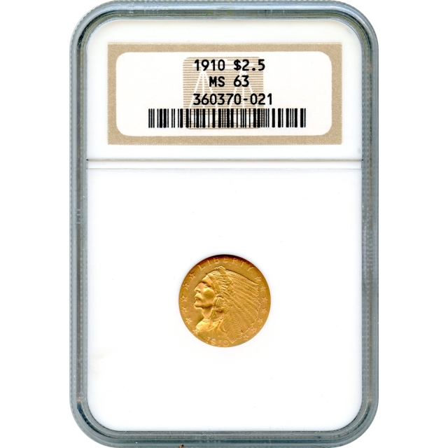1910 $2.50 Indian Head Quarter Eagle NGC MS63