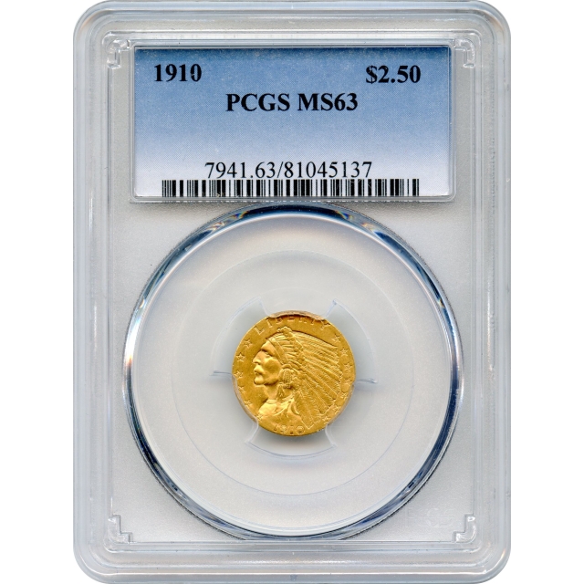 1910 $2.50 Indian Head Quarter Eagle PCGS MS63