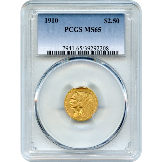 1910 $2.50 Indian Head Quarter Eagle PCGS MS65