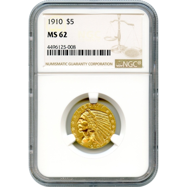 1910 $5 Indian Head Half Eagle NGC MS62