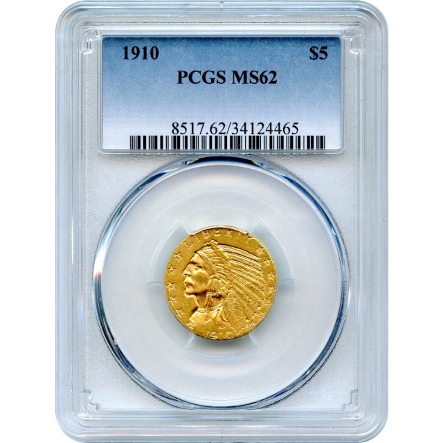 1910 $5 Indian Head Half Eagle PCGS MS62