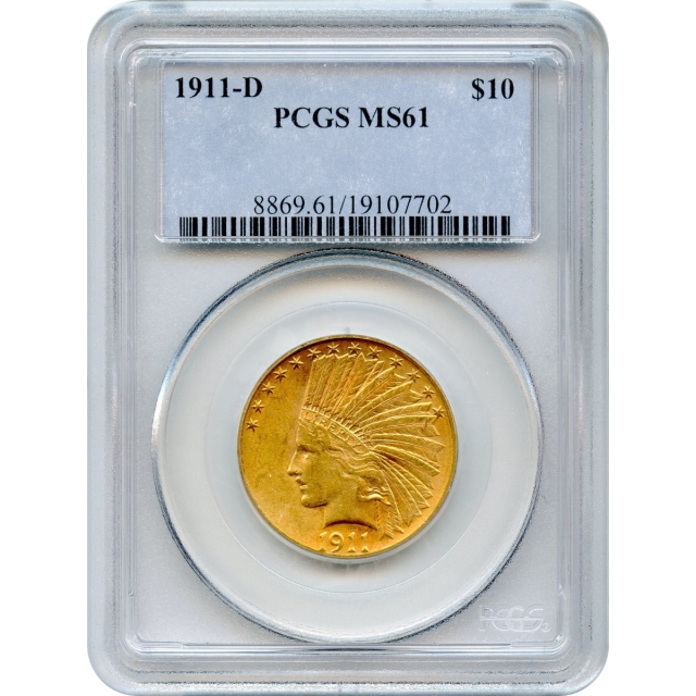 1911-D $10 Indian Head Eagle PCGS MS61