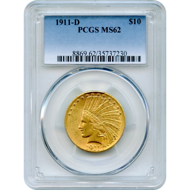 1911-D $10 Indian Head Eagle PCGS MS62
