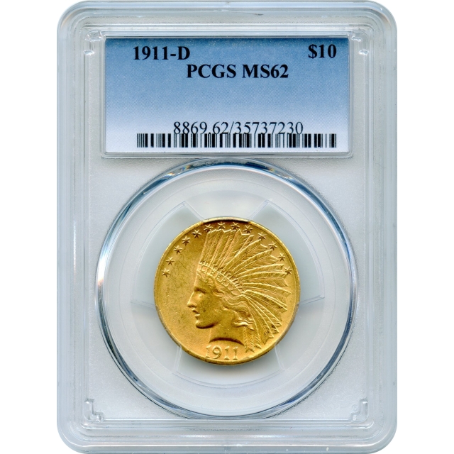 1911-D $10 Indian Head Eagle PCGS MS62