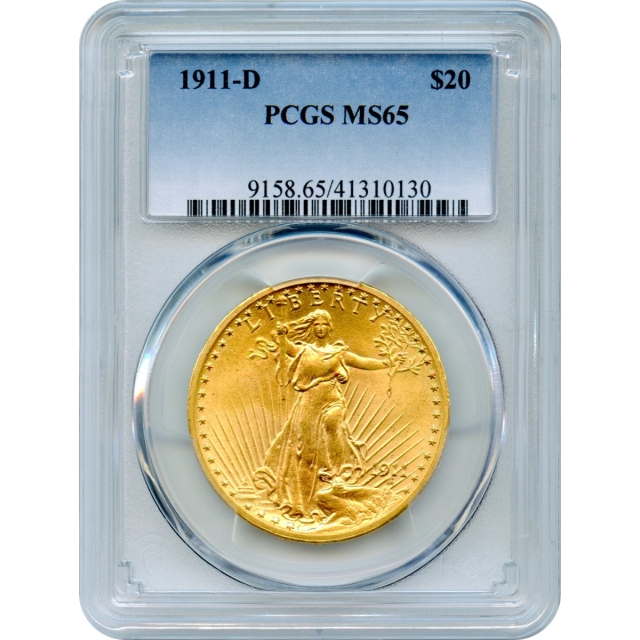 1911-D $20 Saint Gaudens Double Eagle PCGS MS65