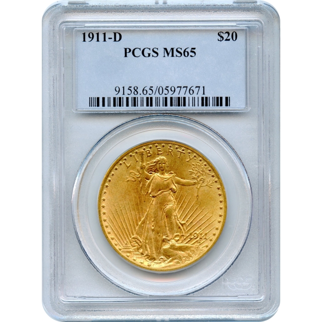 1911-D $20 Saint Gaudens Double Eagle PCGS MS65