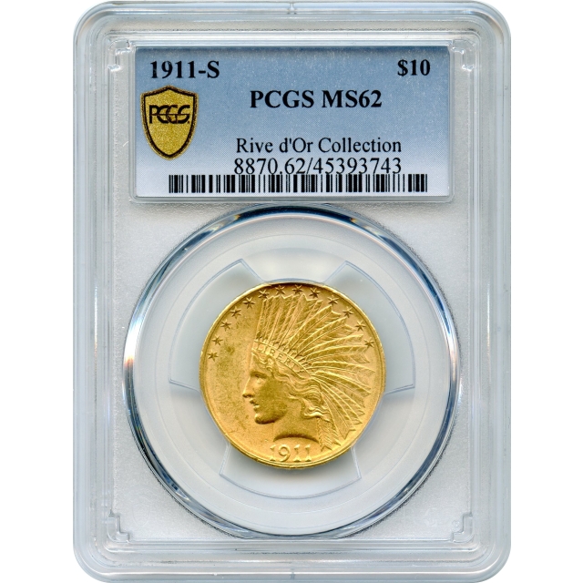 1911-S $10 Indian Head Eagle PCGS MS62