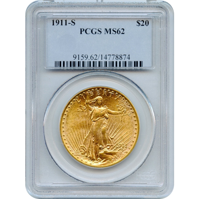1911-S $20 Saint Gaudens Double Eagle PCGS MS62