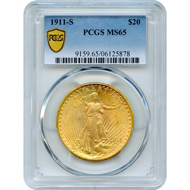 1911-S $20 Saint Gaudens Double Eagle PCGS MS65