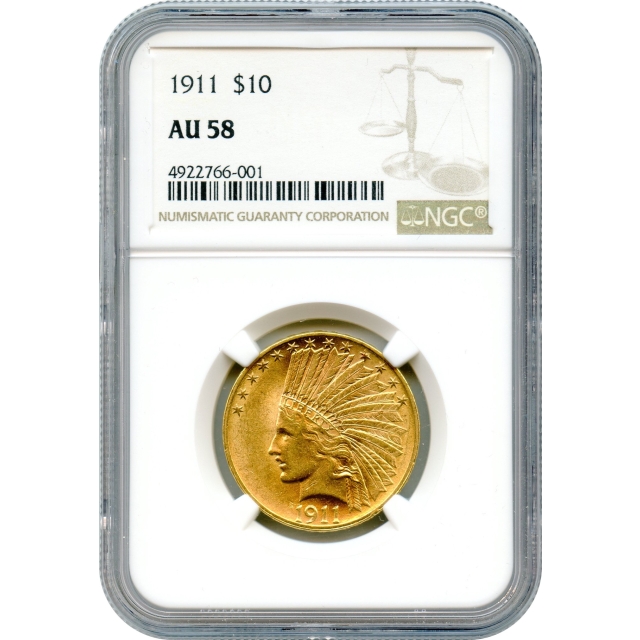 1911 $10 Indian Head Eagle NGC AU58