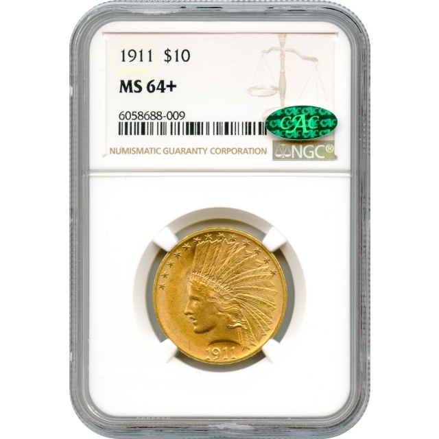 1911 $10 Indian Head Eagle NGC MS64+ (CAC)