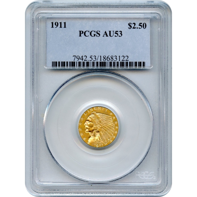 1911 $2.50 Indian Head Quarter Eagle PCGS AU53