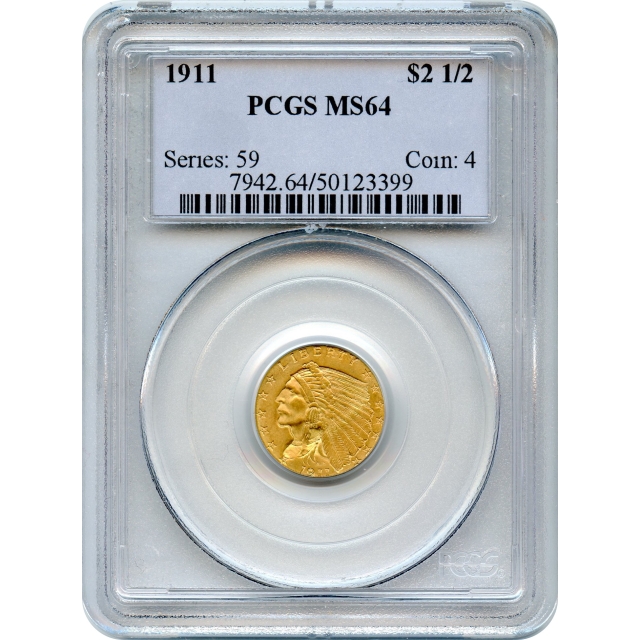 1911 $2.50 Indian Head Quarter Eagle PCGS MS64