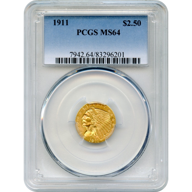 1911 $2.50 Indian Head Quarter Eagle PCGS MS64