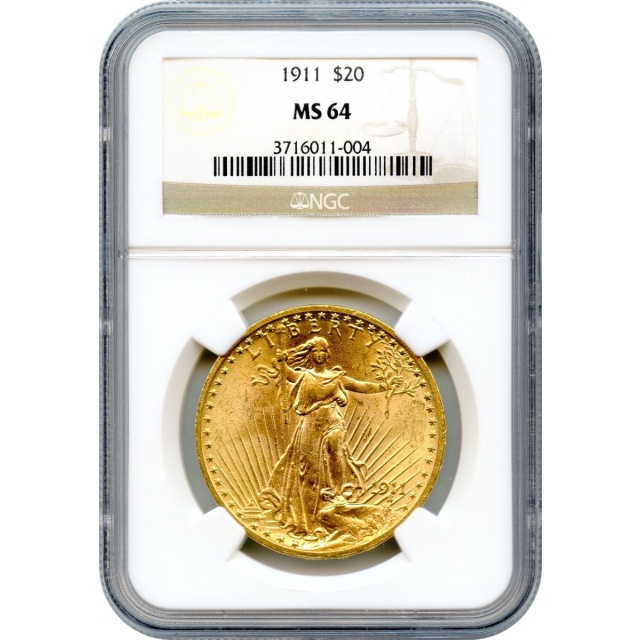 1911 $20 Saint Gaudens Double Eagle NGC MS64