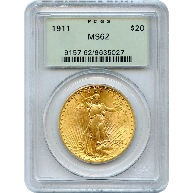 1911 $20 Saint Gaudens Double Eagle PCGS MS62