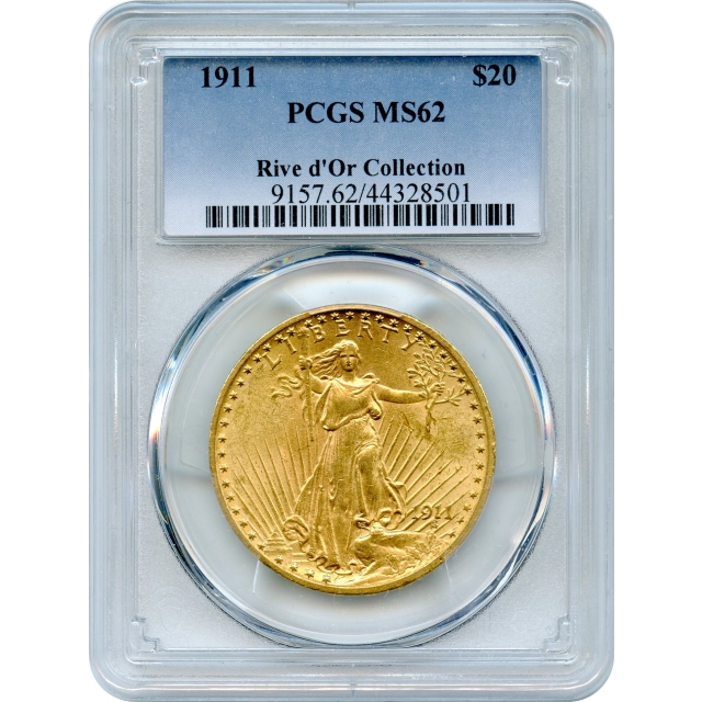 1911 $20 Saint Gaudens Double Eagle PCGS MS62 Ex.Rive d'Or Collection