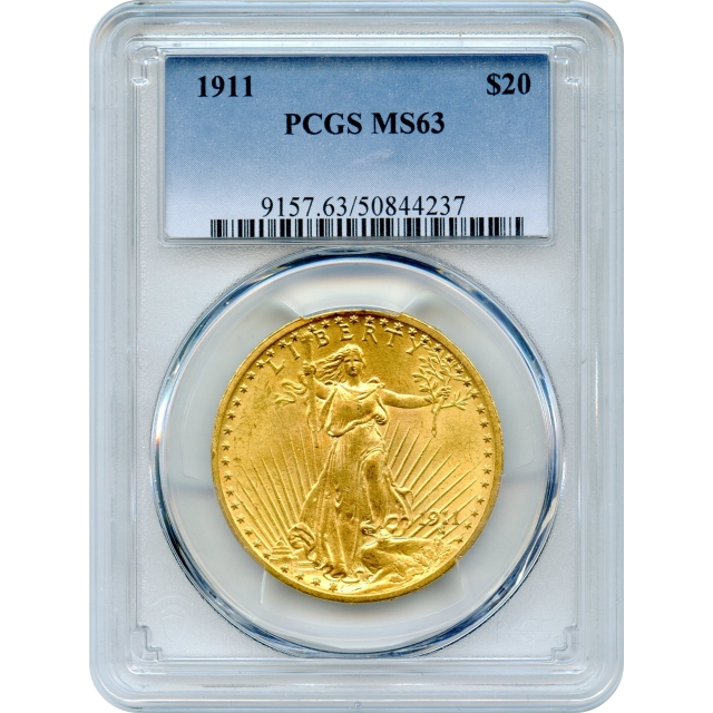 1911 $20 Saint Gaudens Double Eagle PCGS MS63