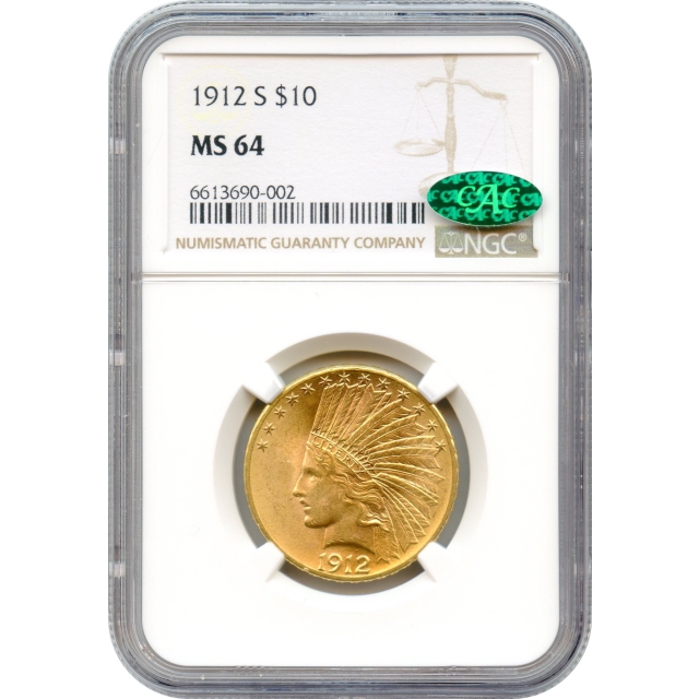 1912-S $10 Indian Head Eagle NGC MS64 (CAC)