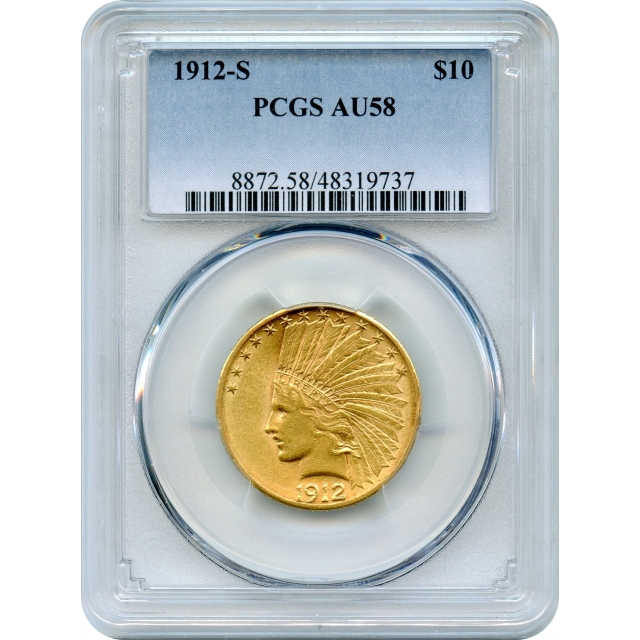 1912-S $10 Indian Head Eagle PCGS AU58