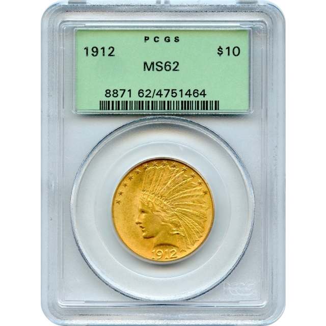 1912 $10 Indian Head Eagle PCGS MS62