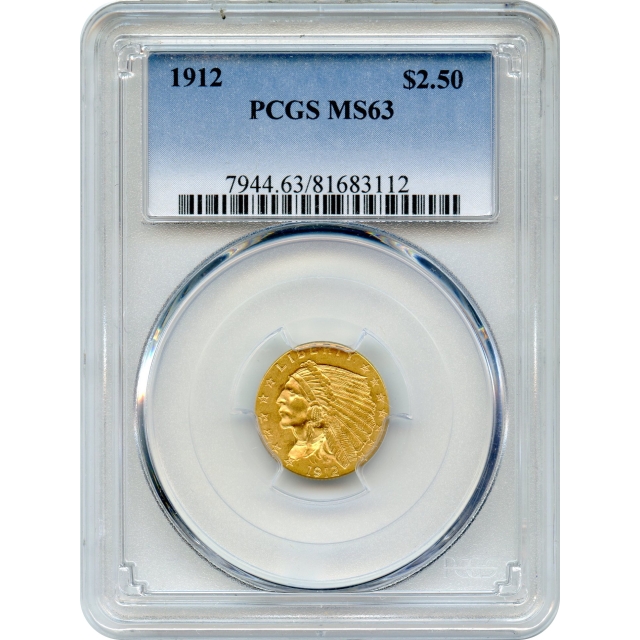 1912 $2.50 Indian Head Quarter Eagle PCGS MS63