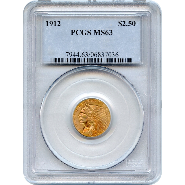 1912 $2.50 Indian Head Quarter Eagle PCGS MS63