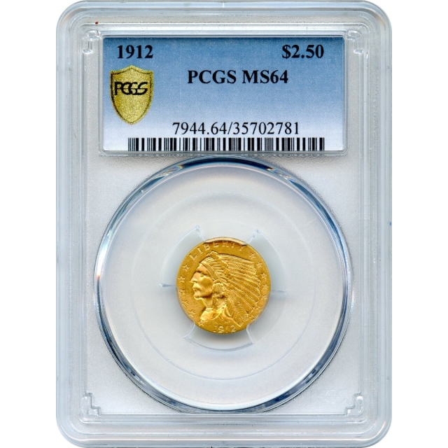 1912 $2.50 Indian Head Quarter Eagle PCGS MS64