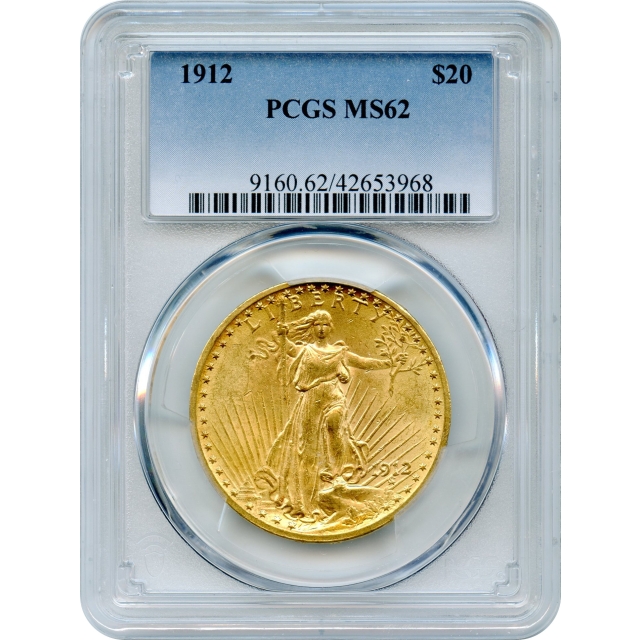 1912 $20 Saint Gaudens Double Eagle PCGS MS62