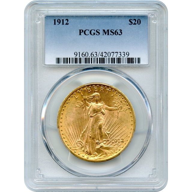 1912 $20 Saint Gaudens Double Eagle PCGS MS63
