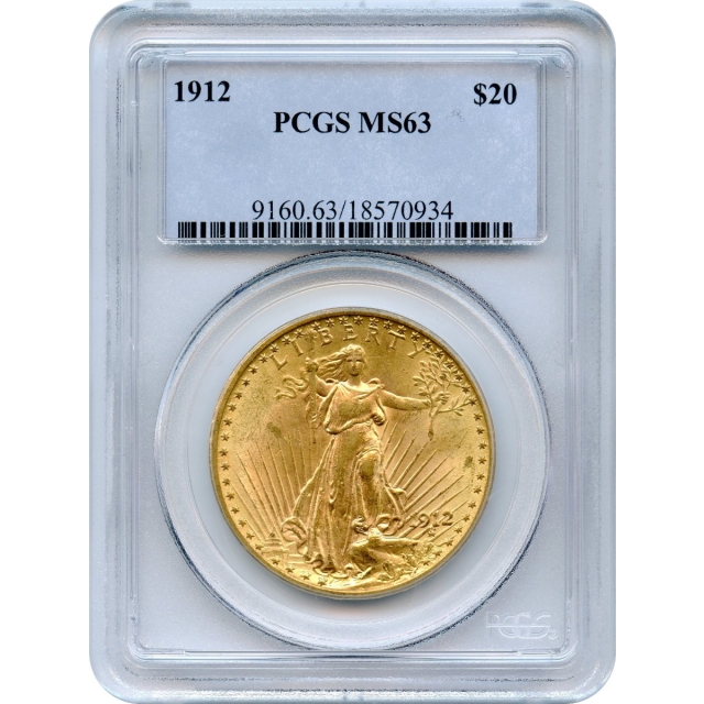 1912 $20 Saint Gaudens Double Eagle PCGS MS63