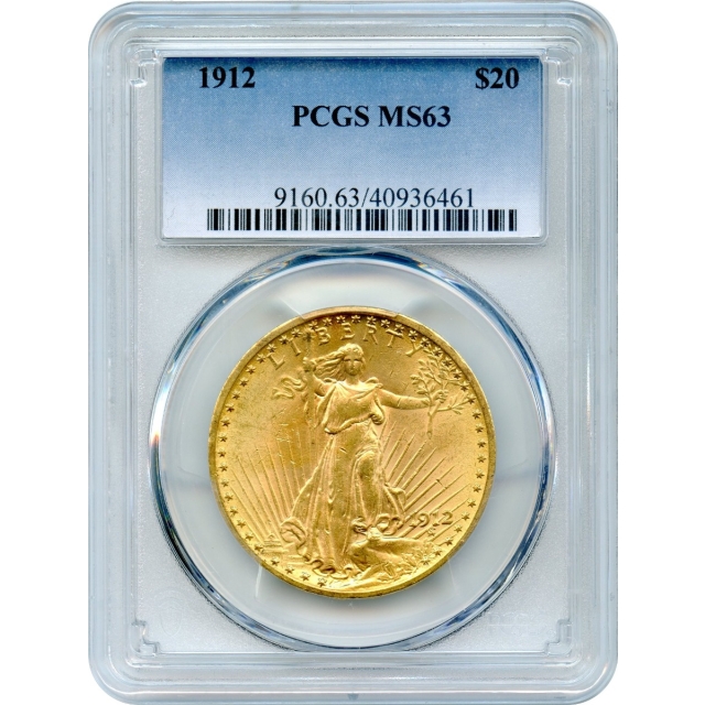 1912 $20 Saint Gaudens Double Eagle PCGS MS63