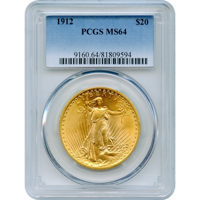 1912 $20 Saint Gaudens Double Eagle PCGS MS64 PQ!