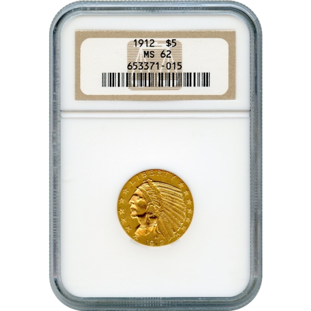 1912 $5 Indian Head Half Eagle NGC MS62