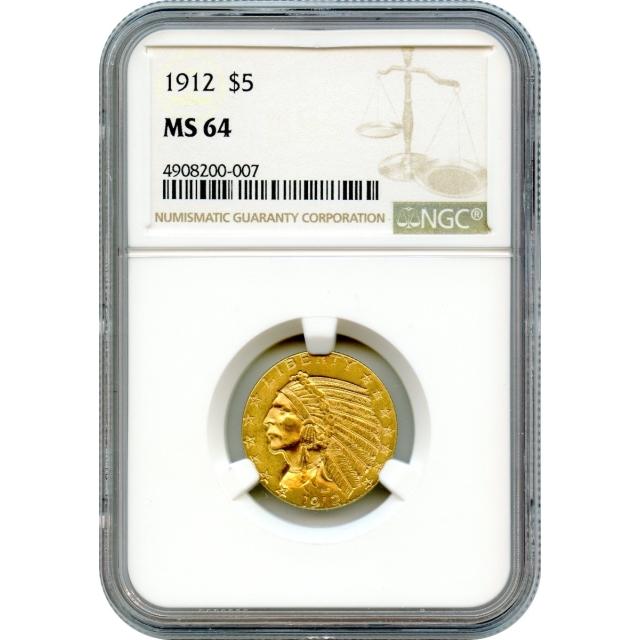 1912 $5 Indian Head Half Eagle NGC MS64