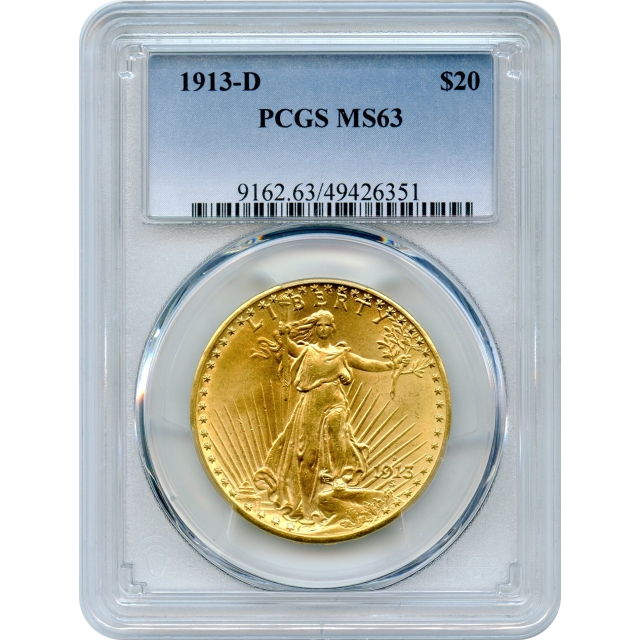 1913-D $20 Saint Gaudens Double Eagle PCGS MS63