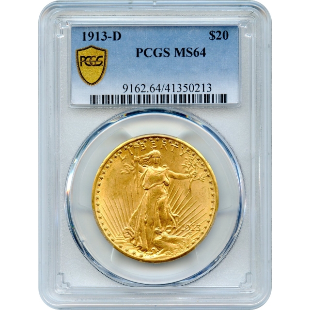 1913-D $20 Saint Gaudens Double Eagle PCGS MS64