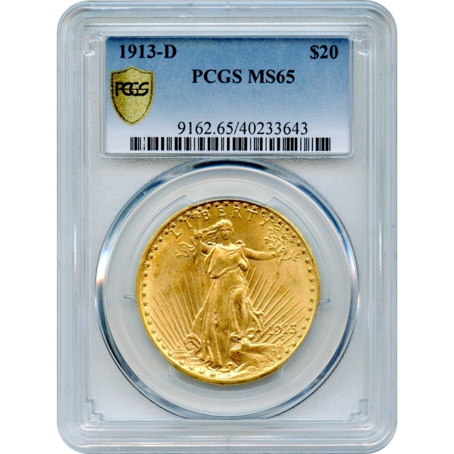 1913-D $20 Saint Gaudens Double Eagle PCGS MS65