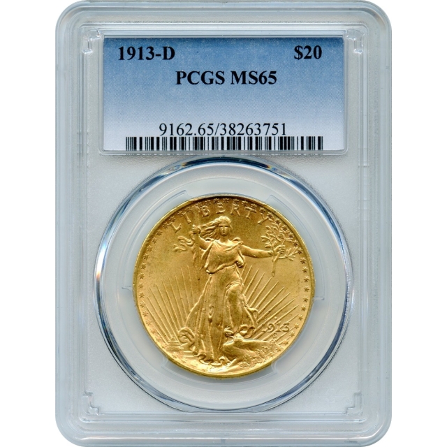 1913-D $20 Saint Gaudens Double Eagle PCGS MS65