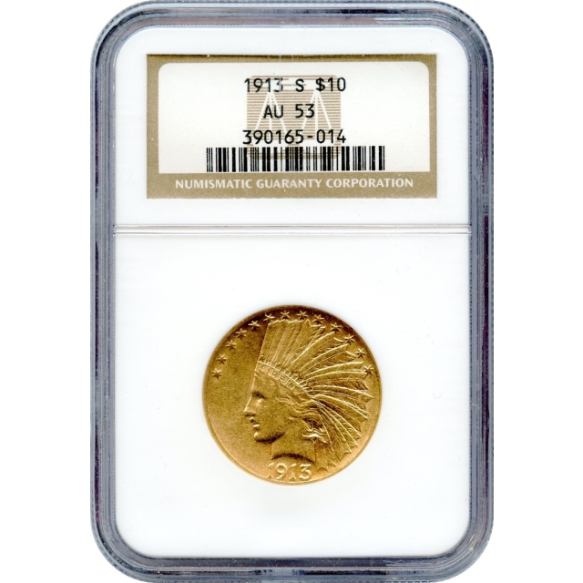 1913-S $10 Indian Head Eagle NGC AU53