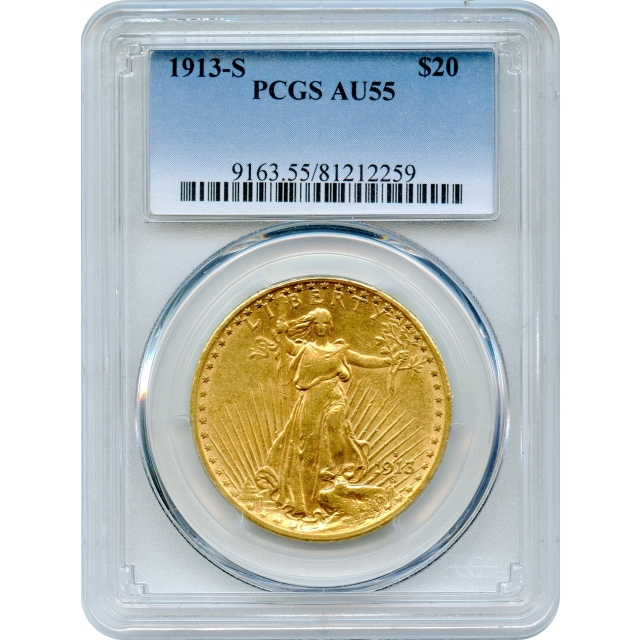 1913-S $20 Saint Gaudens Double Eagle PCGS AU55