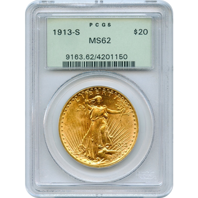 1913-S $20 Saint Gaudens Double Eagle PCGS MS62