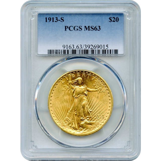 1913-S $20 Saint Gaudens Double Eagle PCGS MS63