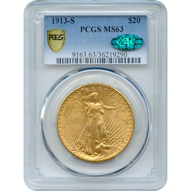 1913-S $20 Saint Gaudens Double Eagle PCGS MS63 (CAC)