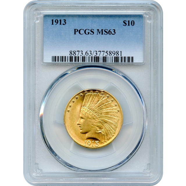 1913 $10 Indian Head Eagle PCGS MS63