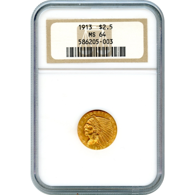 1913 $2.50 Indian Head Quarter Eagle NGC MS64